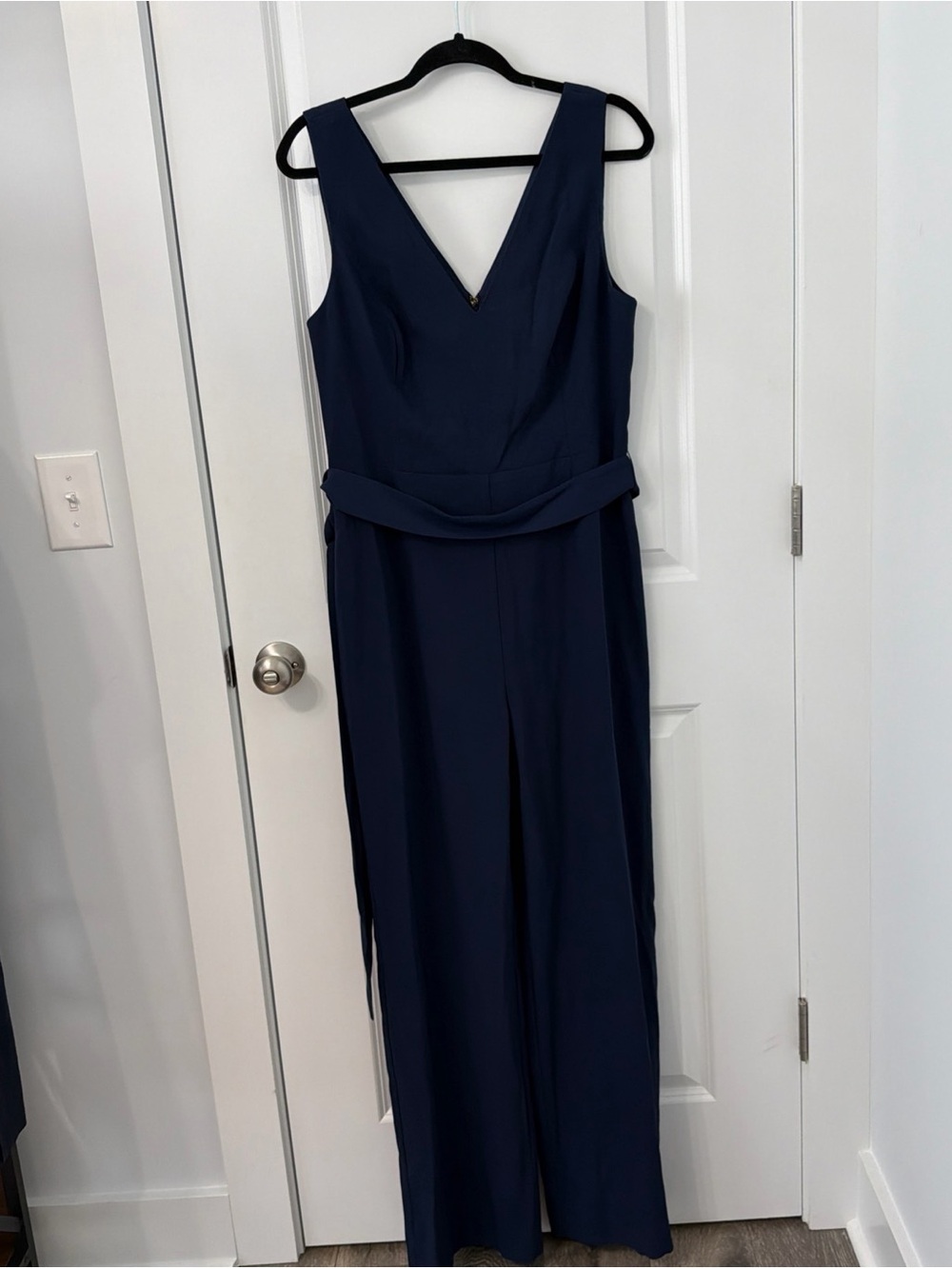 Lilly Pulitzer Jannah Jumpsuit True Navy Blue Satin Back Crepe Size 12 NWT $198